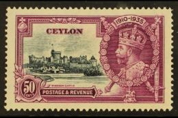 1935 50c Slate And Purple Silver Jubilee With DOT BY FLAGSTAFF Variety, SG 382h, Very Fine Mint. For More Images,... - Ceylan (...-1947)