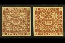 1862-64 5d Chocolate- Brown & 5d Red- Brown, SG 19/19a, Each Very Fine Lightly Hinged Mint With 4 Neat Margins... - Altri & Non Classificati