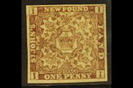 1862-64 1d Chocolate- Brown, SG 16, Mint No Gum With 4 Neat Margins, Cat £350. For More Images, Please Visit... - Other & Unclassified