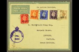 1942 KGVI 1d Scarlet To 5d Brown With "M.E.F." Ovpts, Complete, SG M1/5, Used On Censored Airmail Cover To... - Italiaans Oost-Afrika