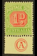 POSTAGE DUES 1909 1d Rosine And Yellow Green, Die 1, SG D64, Superb Marginal Mint With JB Cooke Monogram. Scarce.... - Andere & Zonder Classificatie