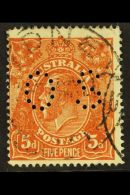 OFFICIAL 1916-20 5d Bright Chestnut KGV Head Punctured "OS", SG O60, Fine Cds Used, Centered To Lower Left, Fresh... - Andere & Zonder Classificatie