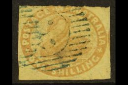 WESTERN AUSTRALIA 1854-55 1s Pale Brown Roulette Perf, SG 6a, Used With Attractive Blue Numeral Cancellation,... - Andere & Zonder Classificatie