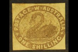 WESTERN AUSTRALIA 1854 1s Grey- Brown, SG 4b, Unused No Gum, Just Touches At Right & Base, Cat £650. For... - Autres & Non Classés