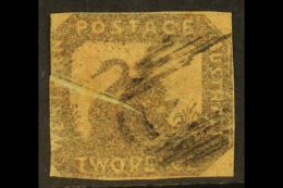 WESTERN AUSTRALIA 1857-59 2d Brown- Black / Indian Red PRINTED ON BOTH SIDES, Also Showing A Substantial Pre-print... - Otros & Sin Clasificación