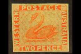 WESTERN AUSTRALIA 1860 2d Orange- Vermilion, SG 25, Unused No Gum With 4 Large Neat Margins. A Superb Stamp. For... - Other & Unclassified