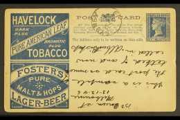 VICTORIA 1895 (17 Dec) An Example Of The 1d Blue Havelock Tobacco Postcard, The Reverse With The Address &... - Autres & Non Classés