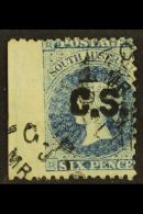 SOUTH AUSTRALIA DEPARTMENTALS "C.S." (Chief Secretary) 1870 6d Bright Prussian Blue, Perf 11½x10, SG 106,... - Otros & Sin Clasificación