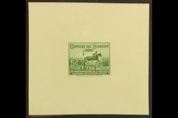 HORSES - SCARCE DIE PROOF Ecuador 1939 AIR First Bolivarian Games 5c Green Army Horseman (as SG 589, Scott C65) -... - Non Classificati