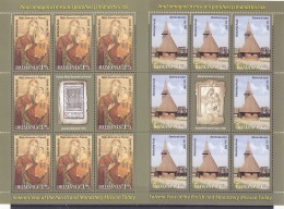 #  T 105  WOOD CHURCH, NICULA MONOSTERY, MARIA WITH CHILD, 2012 , MNH**,  MINISHEET, EIGHT STAMPS+LABELS, ROMANIA - Nuovi