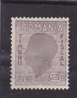 # 186  REVENUE STAMP, 5 LEI,  MNH**, ROMANIA - Revenue Stamps