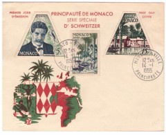 STORIA POSTALE - MONACO - ANNO 1955 - PRINCIPAUTE DE MONACO - SERIE SPECIALE  D' SCHWEITZER - - Storia Postale