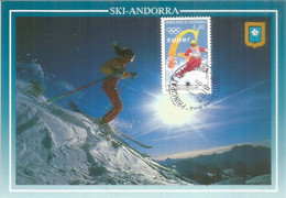 ANDORRE. Le Ski En Andorre.  Carte-maximum D'Andorre - Cartes-Maximum (CM)