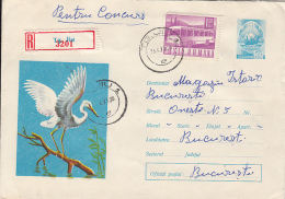 49217- GREAT EGRET, BIRDS, REGISTERED COVER STATIONERY, 1973, ROMANIA - Pelícanos