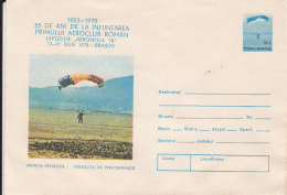 49256- AVIATION SPORTS, PARACHUTTING, COVER STATIONERY, 1978, ROMANIA - Parachutespringen