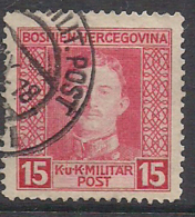 Eastern Austria 1917 Bosnia And Herzegowina , Karl I, 15 H Mi 129, Cancelled(o) - Levant Autrichien