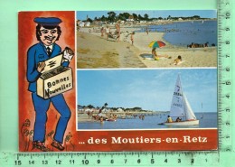 CPM, LES MOUTIERS-EN-RETZ: Bonnes Nouvelles, Multi Vues Dont Facteur - Les Moutiers-en-Retz