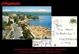 EUROPA. YUGOSLAVIA. ENTEROS POSTALES. TARJETA POSTAL CIRCULADA 1971. OPATIJA. YUGOSLAVIA-MERANO. ITALIA - Otros & Sin Clasificación