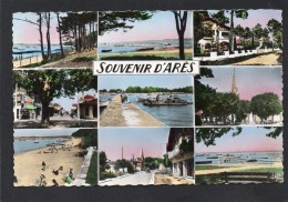 33 SOUVENIR D' ARES MULTIVUES 9 PHOTOS CARTE PHOTO COULEUR DENTELEE - Arès