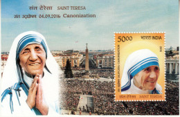 SAINT TERESA OF KOLKOTTA ( Mother Teresa) Canonization- INDIA 2016- MNH M/S - Madre Teresa