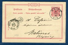 Allemagne - Entier Postal De Mainz Pour Malines ( Belgique ) En 1893  Réf S 279 - Briefkaarten