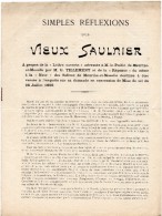 1899 - Réflexions D'un "Vieux Saulnier" Sur Les Salines De Meurthe-et-Moselle (4 Pages) - Non Classés