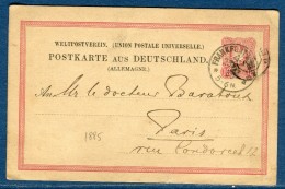 Allemagne - Entier Postal De Frankfurt Pour Paris En 1885  Réf S 306 - Tarjetas