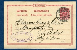 Alsace Lorraine - Entier Postal De Strasbourg Pour Ambert En 1900 -  Réf S 309 - Brieven En Documenten