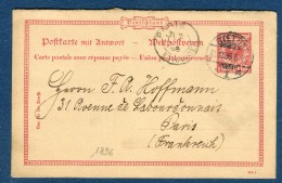 Allemagne - Entier Postal De Stettin Pour Paris En 1896 -  Réf S 313 - Postkarten