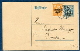 Allemagne - Entier Postal + Complément De Hof Pour Dresden En 1921 ( Pli Central )  Réf S 316 - Cartoline