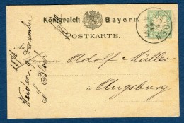 Allemagne - Entier Postal De Weiden Pour Augsburg En 1878 -   Réf S 328 - Postwaardestukken