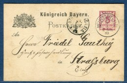 Allemagne - Entier Postal De Neustadt Pour Strasbourg En 1885 -  Réf S 338 - Postwaardestukken