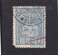 # 186   REVENUE STAMP, 1 LEU, CROWN, USED, ROMANIA - Fiscali