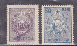 # 186   REVENUE STAMP, R.P.R, 20 LEI, 50 BANI, TWO STAMPS, ROMANIA - Revenue Stamps