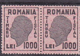 # 186   REVENUE STAMP, 1000 LEI, HEAD PROFILE, MNH**, STAMPS IN PAIR,  ROMANIA - Revenue Stamps