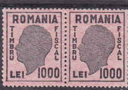 # 186   REVENUE STAMP, 1000 LEI, HEAD PROFILE, MNH**, STAMPS IN PAIR,  ROMANIA - Fiscaux