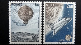 Monaco 1579/0 Oo/ET, EUROPA/CEPT 1983, Montgolfiere (1783), Raumfähre (1983) - Usados