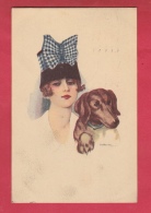 Illustrateur Italien ... Nanni  -  Femme Et Son Chien - 1919 ( Voir Verso ) - Nanni