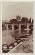 Hereford Cathedral From The River Real Photo - Boats, Bridge, Sullys Garage - Photo-Precision - Postmark 1954 - Herefordshire