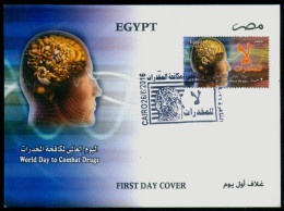 EGYPT / 2016 / WORLD DAY TO COMBAT DRUGS / MEDICINE / ANTI DRUGS / NARCOTICS / ADDICTION / ANATOMY / BRAIN / HEAD / FDC - Lettres & Documents