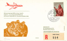 Liechtenstein Swissair First Flight Cover Zürich - Geneve - Johannesburg 11-4-1968 - Covers & Documents