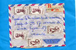 MARCOPHILIE-lettreREC Madagascar>Françe-cad  Ankazoao-sud  -1954 -15 -stamps - Briefe U. Dokumente