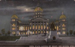 Iowa Des Moines State Capitol Building At Night 1915 - Des Moines