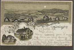 Münsingen. Truppenübungsplatz. Litho-Mondscheinkarte 1901. Panorama-Hotel Fezer-Ludwigshöhe - Muensingen