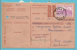 770 Op Ontvangkaart (Carte-recepisse) Met Stempel TIELT - 1948 Export