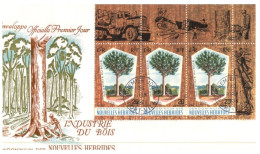 (919) New Hebrides - Tree FDC Cover 1969 - Timber Industry - 3 Stamps (Nouvelle Hebrides) Top Of Page - FDC