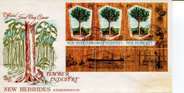 (919) New Hebrides - Tree FDC Cover 1969 - Timber Industry - 3 Stamps (New Hebrides) Bottom Of Page - FDC