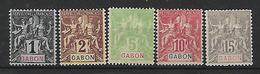 Gabon. 1904 N°16,17,19-21 N(*) - Neufs
