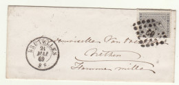 ESC N°17 O. Bruxelles -> Hamme-Mille 1869, Env. Décorée Fleur  (2 Scans) - 1865-1866 Profile Left