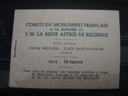 FRANCE - Carnet à La Mémoire De La Reine Astrid De Belgique - Complet - A Voir - P20219 - Blokken & Postzegelboekjes